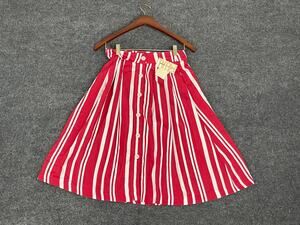 Koton A Line Skirt Womens 4 Striped Viscose Red Button Front EU:36 W:27 N40